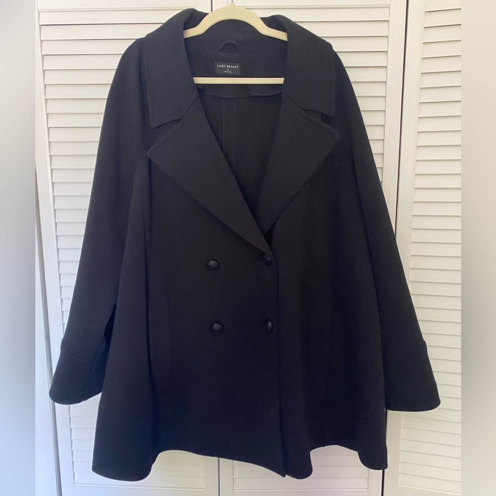 Lane Bryant Women's Classic Black Plus Size Pea Coat